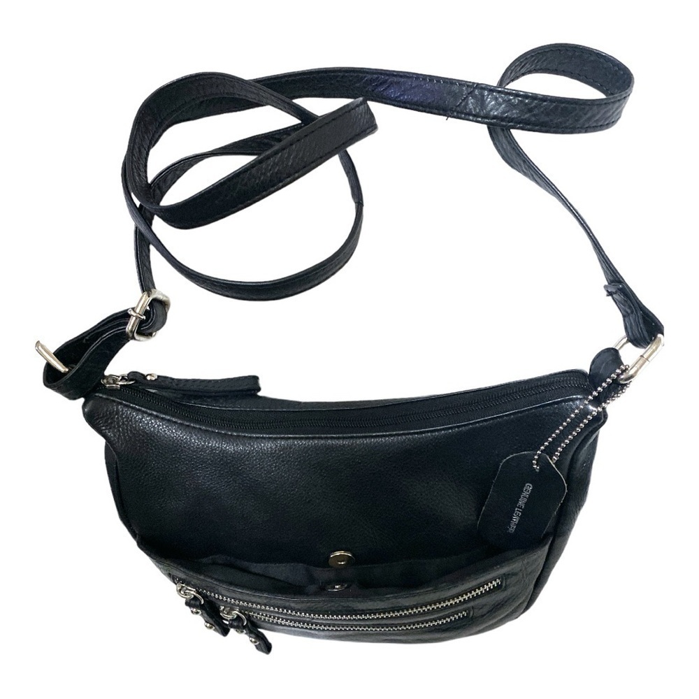 MARCO AVANÉ Soft Leather Crossbody Bag Exterior Zipper Pockets Black Lea… - Picture 7 of 9